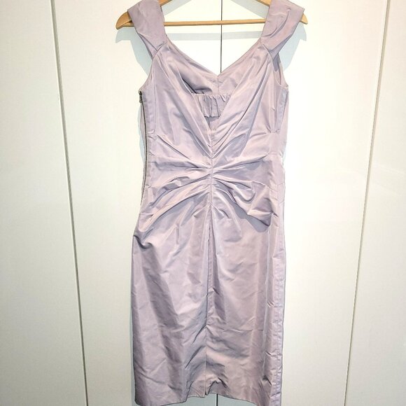 NWT Lida Baday Ruched Taffeta Lilac Party Dress Size 4 - Picture 3 of 7